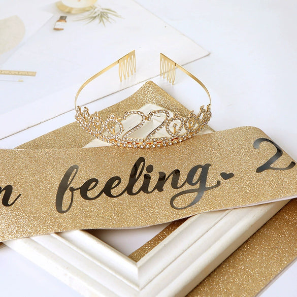 Women's Alloy Crown Hair Accessories And Shoulder Strap Set With Electroplating Simple Style