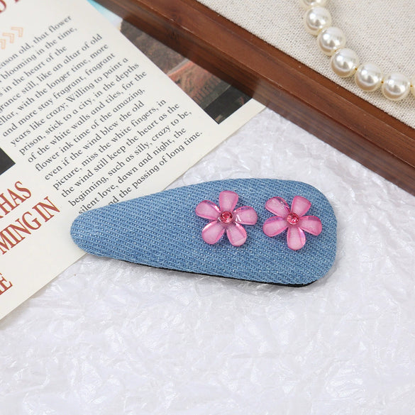 Women's Alloy Denim Blue Little Flower Rhinestone Hairpin Set With Diamonds