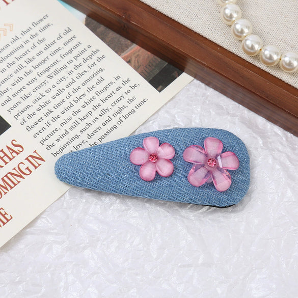 Women's Alloy Denim Blue Little Flower Rhinestone Hairpin Set With Diamonds
