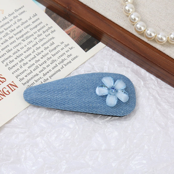 Women's Alloy Denim Blue Little Flower Rhinestone Hairpin Set With Diamonds