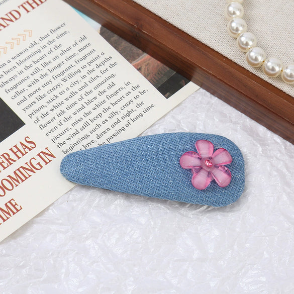 Women's Alloy Denim Blue Little Flower Rhinestone Hairpin Set With Diamonds