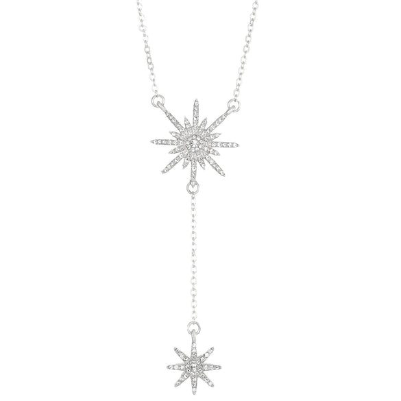 Women's Alloy Diamond Geometric Snowflake Necklace Ins Style Long Tassel Clavicle Chain