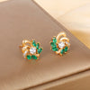 Women's Alloy Diamondencrusted Artificial Flower Earrings Electroplated