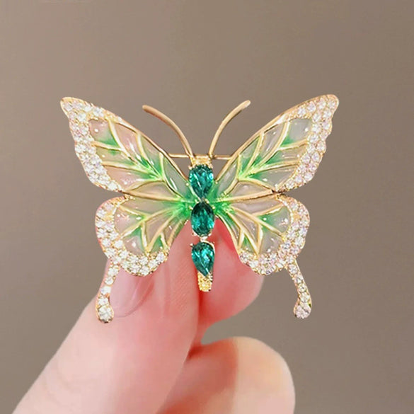 Women's Alloy Diamondencrusted Butterfly Brooch Electroplated Luxury Elegant Clothes Accessory