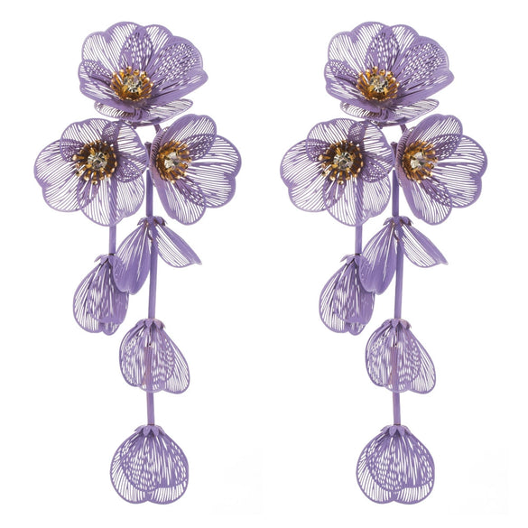 Women's Alloy Dopamine Multilayer Flower Earrings With Diamond Design
