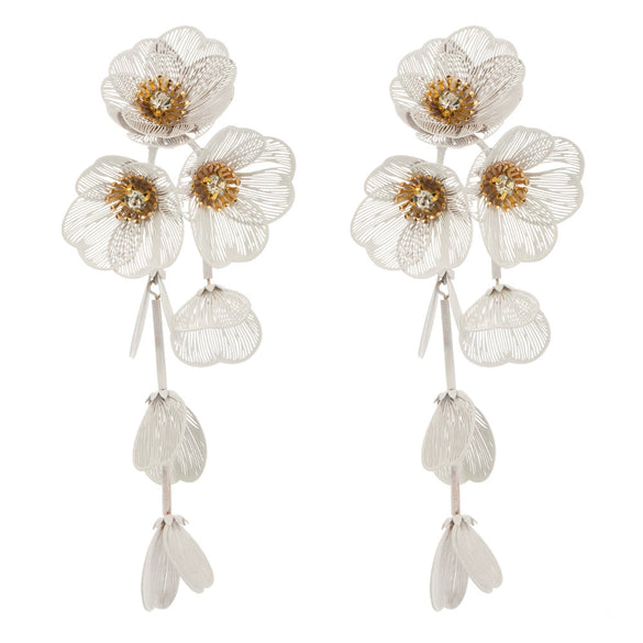 Women's Alloy Dopamine Multilayer Flower Earrings With Diamond Design