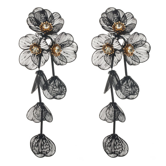 Women's Alloy Dopamine Multilayer Flower Earrings With Diamond Design