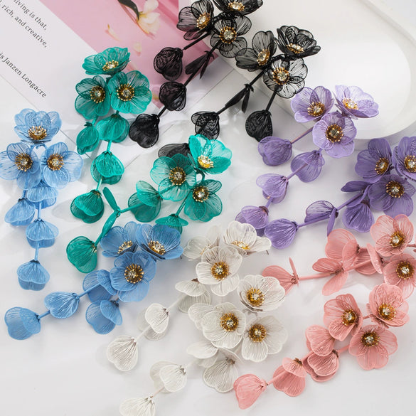 Women's Alloy Dopamine Multilayer Flower Earrings With Diamond Design