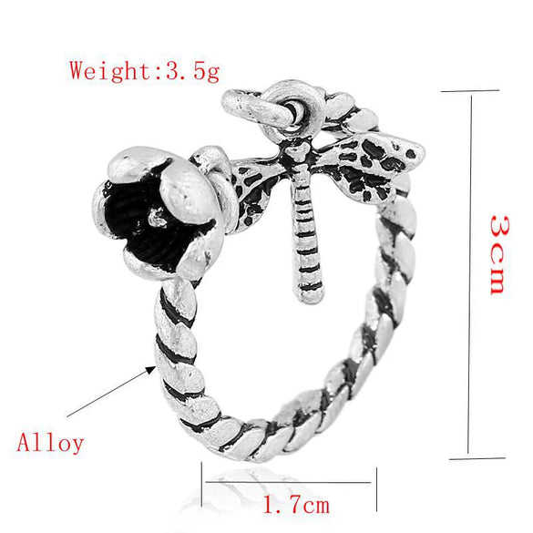 Women's Alloy Drop Shape Dripping Oil Open Letter Adjustable Ring