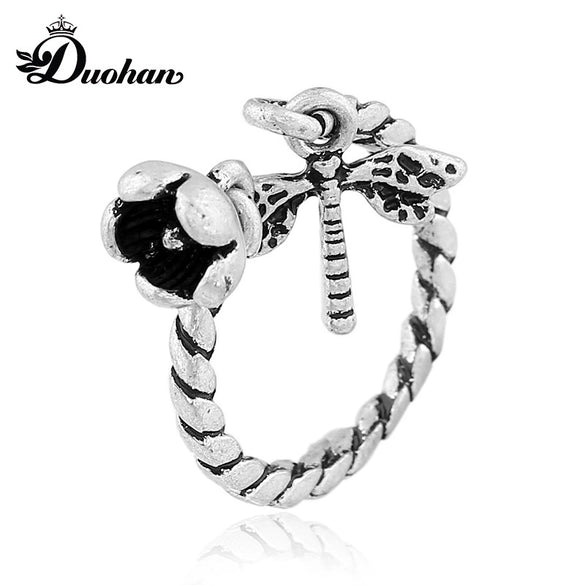 Women's Alloy Drop Shape Dripping Oil Open Letter Adjustable Ring