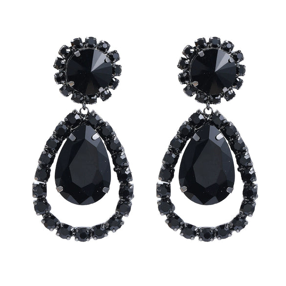 Women's Alloy Drop Shaped Geometric Style Diamond Earrings For Autumn And Winter