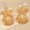 Women's Alloy Earrings With Marine Elements Starfish And Conch Animal Zodiac Style Electroplated