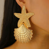 Women's Alloy Earrings With Marine Elements Starfish And Conch Animal Zodiac Style Electroplated