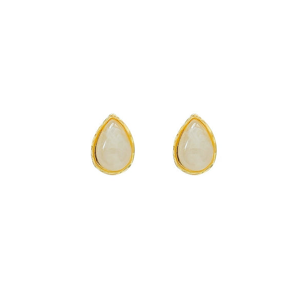 Women's Alloy Electroplated Cat's Eye Stone Drop Shape Earrings Light Luxury Minimalist Style