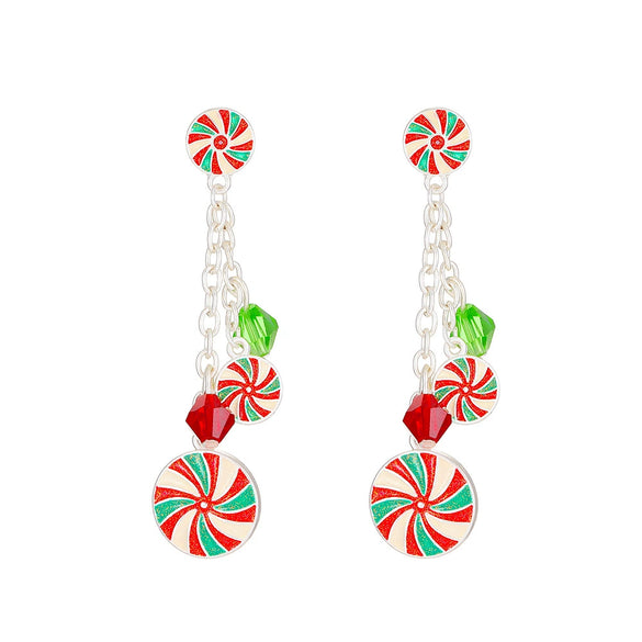 Women's Alloy Electroplated Christmas Earrings With Cartoon Characters And Geometric Patterns