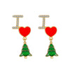 Women's Alloy Electroplated Christmas Earrings With Cartoon Characters And Geometric Patterns