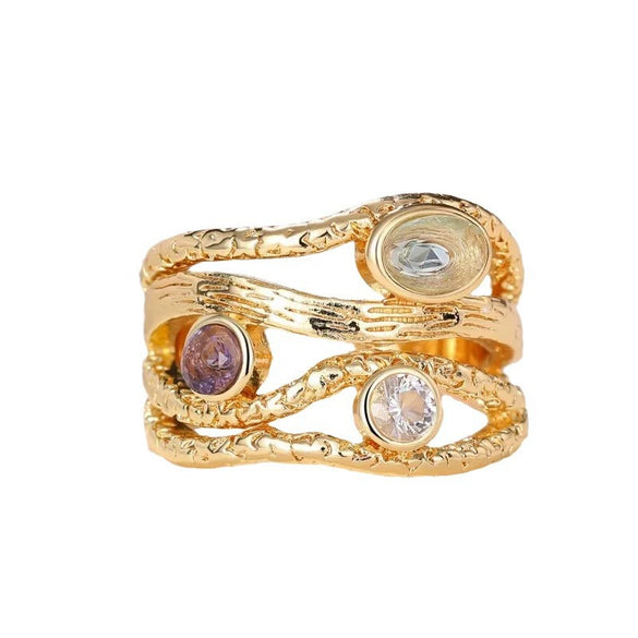 Women's Alloy Electroplated Geometric And Floral Ring And Bracelet