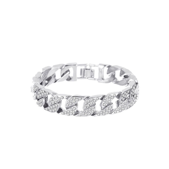 Women's Alloy Electroplated Geometric Wide Chain Bracelet With Sparkling Inlay Street Fashion Disco Style Accessory