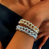 Women's Alloy Electroplated Geometric Wide Chain Bracelet With Sparkling Inlay Street Fashion Disco Style Accessory