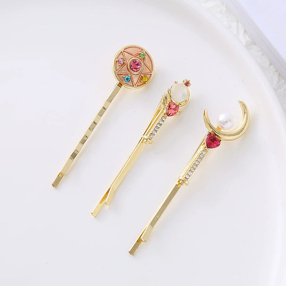 Women's Alloy Electroplated Love Magic Wand Cute Oneword Clip Side Clip Bangs Hair Accessories Hairpin Set