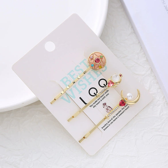Women's Alloy Electroplated Love Magic Wand Cute Oneword Clip Side Clip Bangs Hair Accessories Hairpin Set
