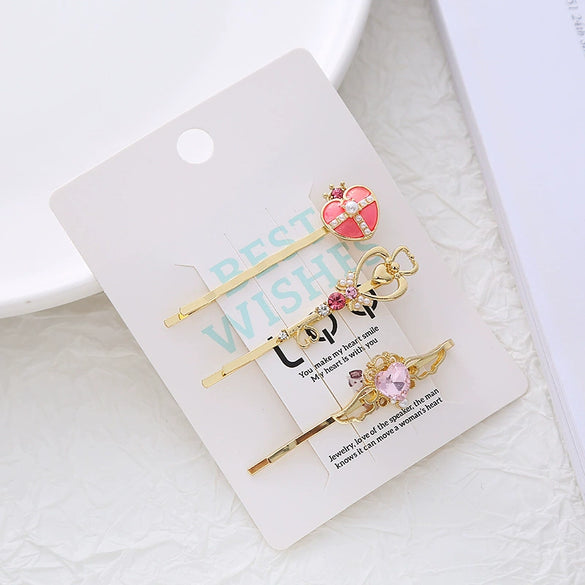 Women's Alloy Electroplated Love Magic Wand Cute Oneword Clip Side Clip Bangs Hair Accessories Hairpin Set