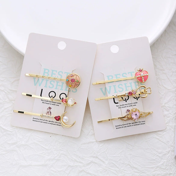 Women's Alloy Electroplated Love Magic Wand Cute Oneword Clip Side Clip Bangs Hair Accessories Hairpin Set