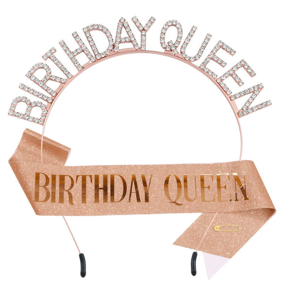 Women's Alloy Electroplated Rhinestone Headband Crown Belt For Birthday