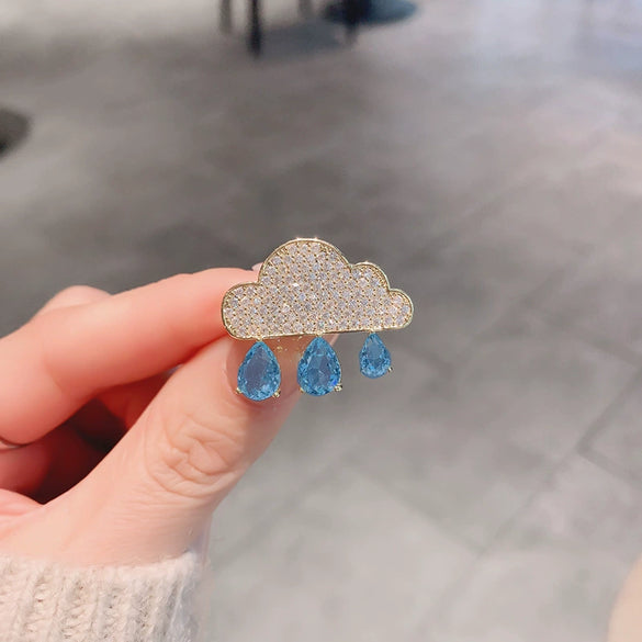 Women's Alloy Electroplating Cloud Water Drop Cute Brooch Accessories