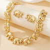 Women's Alloy Elephant Pendant Jewelry Set With Electroplated Irregular Layered Necklace Earrings And Bracelet