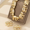 Women's Alloy Elephant Pendant Jewelry Set With Electroplated Irregular Layered Necklace Earrings And Bracelet