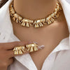 Women's Alloy Elephant Pendant Jewelry Set With Electroplated Irregular Layered Necklace Earrings And Bracelet