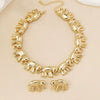 Women's Alloy Elephant Pendant Jewelry Set With Electroplated Irregular Layered Necklace Earrings And Bracelet