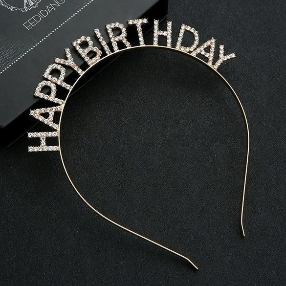 Women's Alloy Fashion Electroplated Birthday Party Headband With Letters
