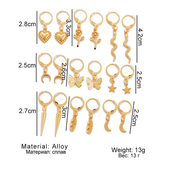 Women's Alloy Fashion Popular Butterfly Love Heart Earrings Jewelry With Electroplating