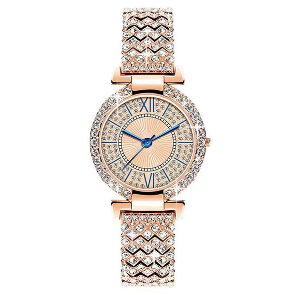 Women's Alloy Fashion Quartz Bracelet Watch With Round Dial And Stainless Steel Clasp