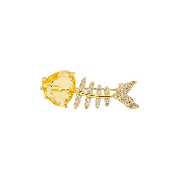 Women's Alloy Fish Bone Brooch Electroplating Cute Summer Suit Accessories