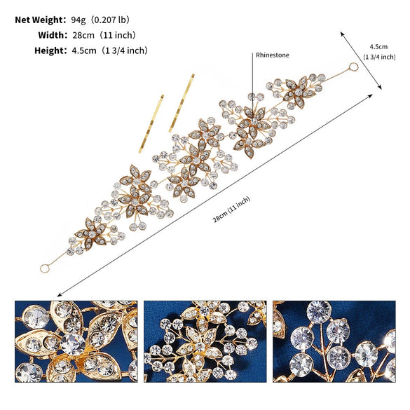 Women's Alloy Floral Rhinestone Bridal Hair Band Thin Flower Headdress Hair Accessory For Photography