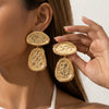 Women's Alloy Flower And Heart Geometric Stud Earrings With Electroplated Finish Exaggerated Statement Style Wholesale