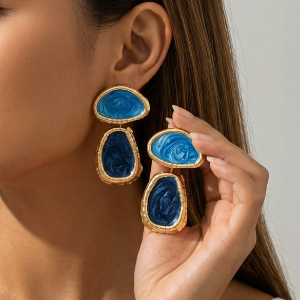 Women's Alloy Flower And Heart Geometric Stud Earrings With Electroplated Finish Exaggerated Statement Style Wholesale