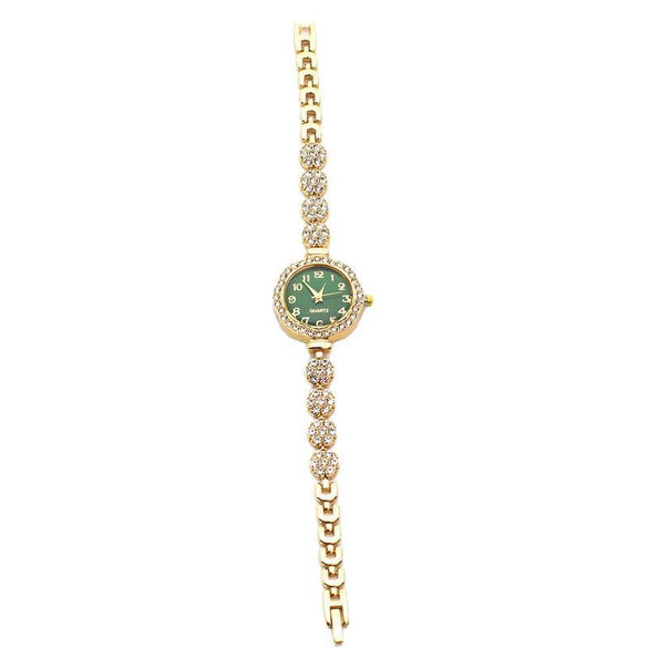 Women's Alloy Flower Diamondencrusted Leisure Round Dial Bracelet Watch