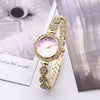 Women's Alloy Flower Diamondencrusted Leisure Round Dial Bracelet Watch