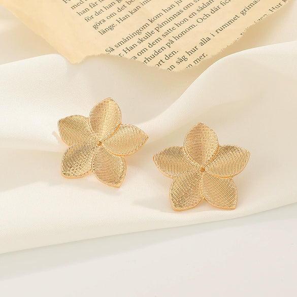 Women's Alloy Flower Earrings With Electroplating Treatment