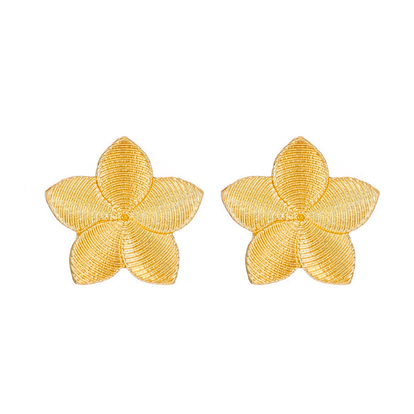 Women's Alloy Flower Earrings With Electroplating Treatment