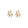 Women's Alloy Flower Electroplated Earrings With Pearl And Diamond Accents