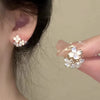 Women's Alloy Flower Electroplated Earrings With Pearl And Diamond Accents