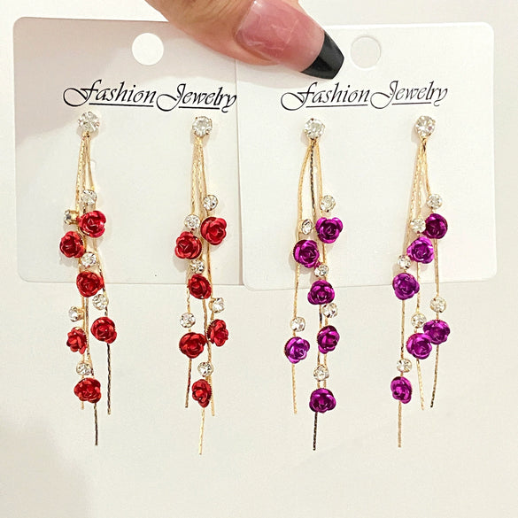 Women's Alloy Flower Geometric Diamond Earrings