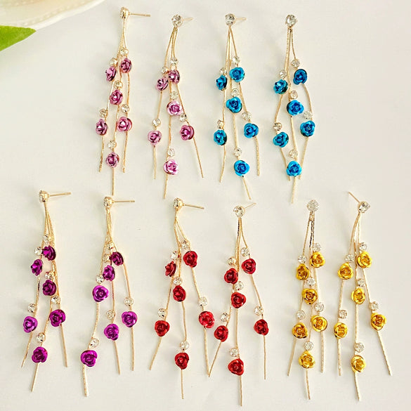 Women's Alloy Flower Geometric Diamond Earrings
