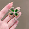 Women's Alloy Flower Pattern Electroplated Emerald Brooch Highend Accessories Suit Pin