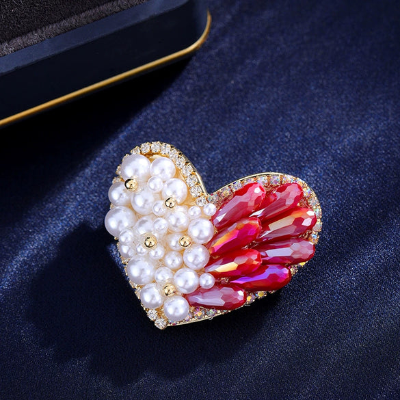 Women's Alloy Flower Pattern Electroplated Pearl Brooch Fashion Light Luxury Niche Elegant Corsage Pin Accessories